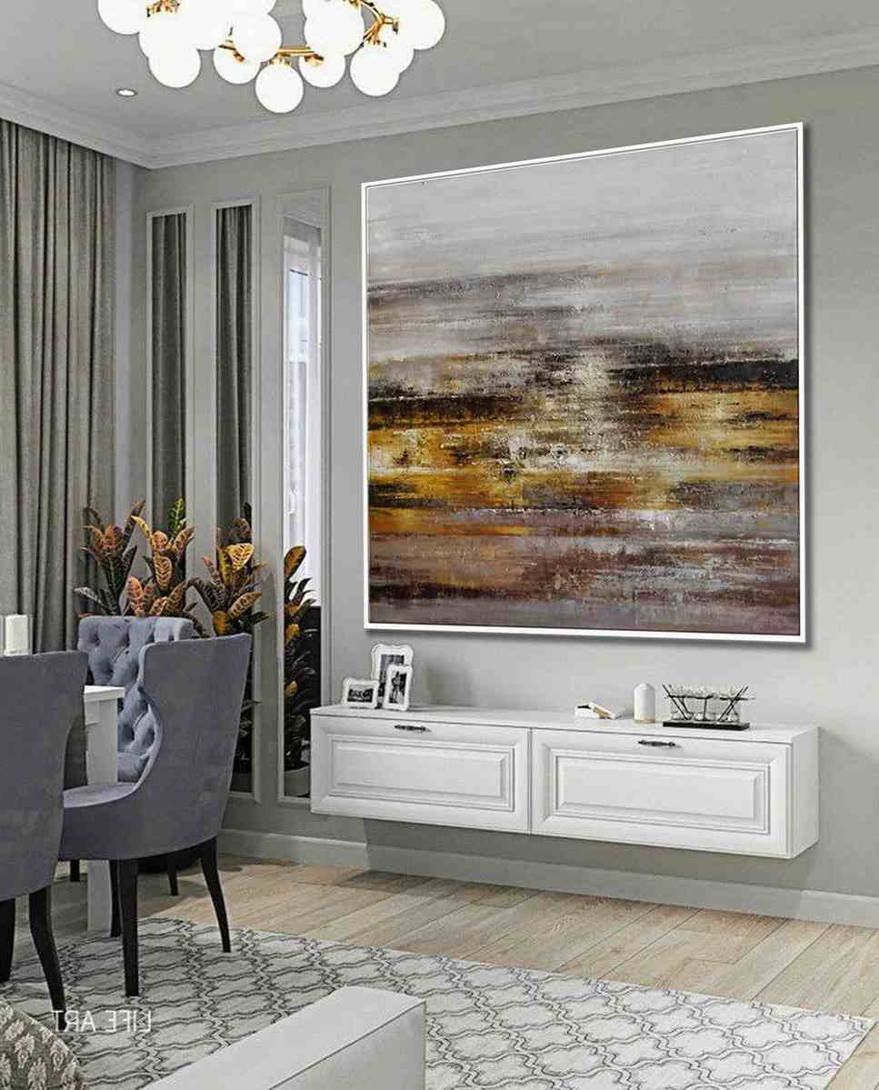 Oversized Brown Modern - extra large gold wall art for bedroom